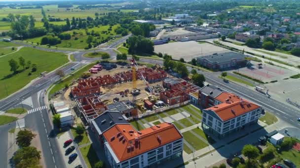 Krásné Krajinné Domy Konin Krajobraz Aerial View Polsko Vysoce Kvalitní — Stock video