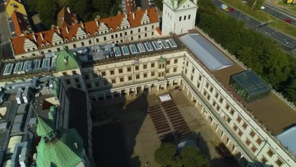 Castelo Dos Duques Pomerânia Szczecin Zamek Ksiazat Pomorskich Aerial View — Vídeo de Stock