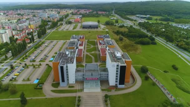 Universidad Tecnología Koszalin Politechnika Vista Aérea Polonia Imágenes Alta Calidad — Vídeos de Stock