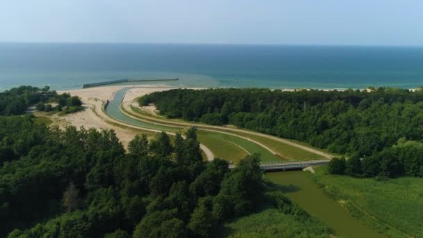 Красивый Канал Jamno Kanal Mielno Air View Польша Высококачественные Кадры — стоковое видео