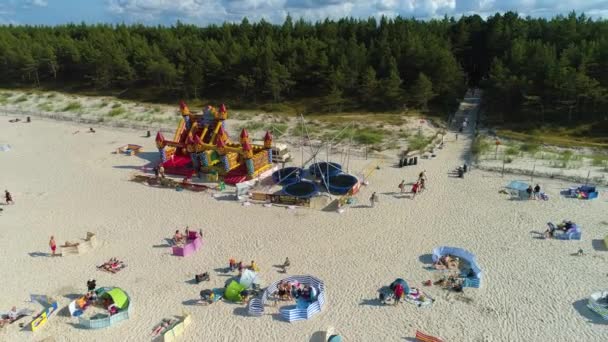 Strand Oostzee Karwia Plaza Morze Baltyckie Luchtfoto Polen Hoge Kwaliteit — Stockvideo