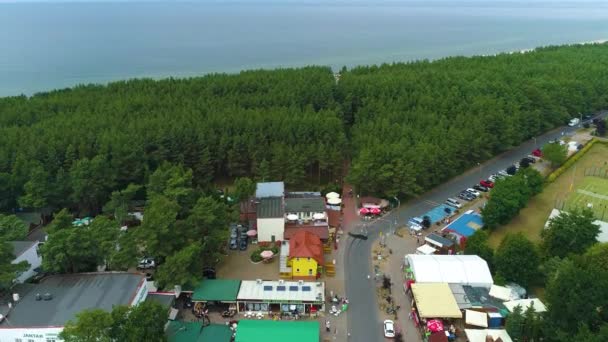 全景海滩波罗的海湖畔莫兹广场波兰巴尔的斯海景 高质量的4K镜头 — 图库视频影像