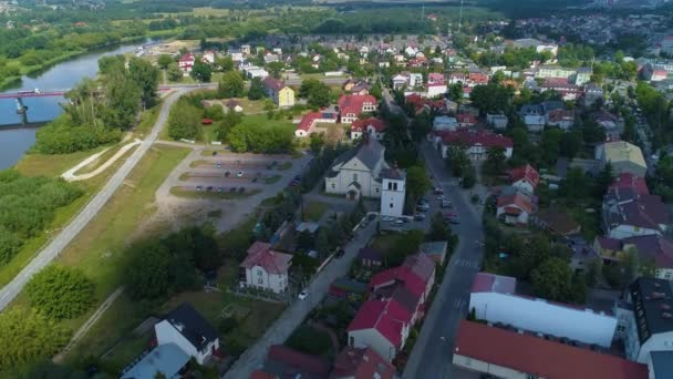 Bella Panorama Ostroleka Krajobraz Vista Aerea Polonia Filmati Alta Qualità — Video Stock