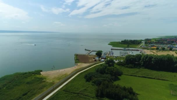 Krásná Krajina Port Krynica Morska Aerial View Polsko Vysoce Kvalitní — Stock video