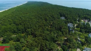 Güzel manzara ormanı Krynica Morska Piekny Krajobraz Hava Manzarası Polonya. Yüksek kalite 4k görüntü