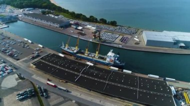 Yeni Port Gdansk Nowy Port Aerial View Poland. Yüksek kalite 4k görüntü