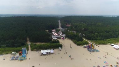 Giriş Plajı Jantar Wjazd Plaza Havacılık Görünümü Polonya. Yüksek kalite 4k görüntü