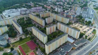 Gökdelen Evi Bialystok Wiezowce Hava Görüntüsü Polonya. Yüksek kalite 4k görüntü