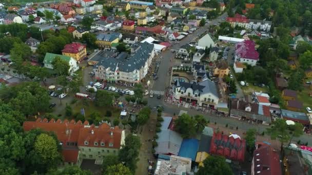 Променад Pobierowo Deptak Grunwaldzka Aerial View Poland Кадри Високої Якості — стокове відео