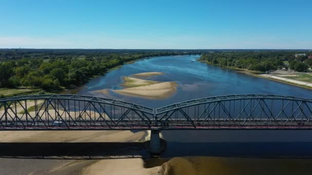 Beautiful Landscape Vistula River Torun Wisla Krajobraz Aerial View Poland — Stock Video