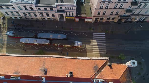 Sokak Gdanska Plac Wolnosci Bydgoszcz Hava Görüntüsü Polonya Yüksek Kalite — Stok video
