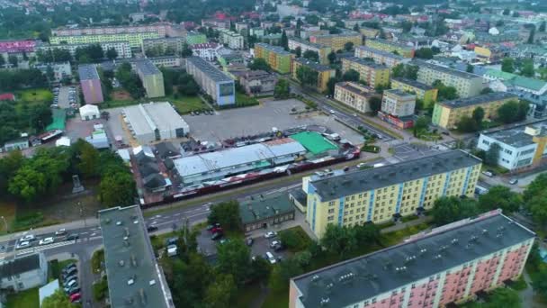 Market Hall Bazar Suwalki Hala Targowa Bazar Aerial View Lengyelország — Stock videók