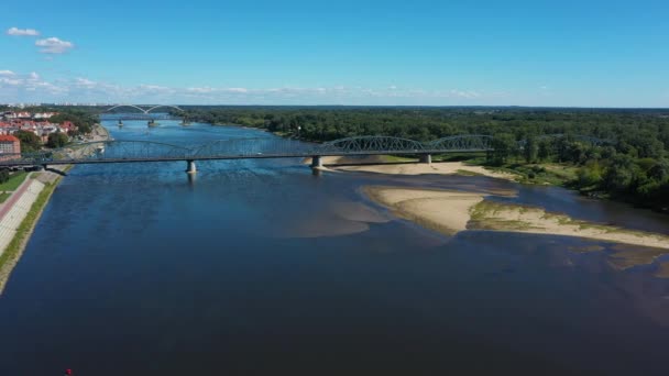 Vistula Bridge Torun Wisla Most Pilsudskego Aerial View Poland 高质量的4K镜头 — 图库视频影像