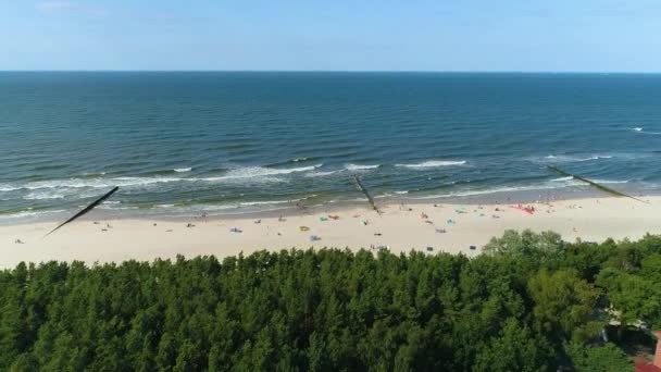 Playa Mar Báltico Niechorze Plaza Morze Baltyckie Vista Aérea Polonia — Vídeo de stock