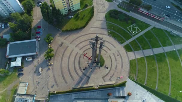 Solidární Náměstí Gdaňsk Plac Solidarnosci Aerial View Polsko Vysoce Kvalitní — Stock video