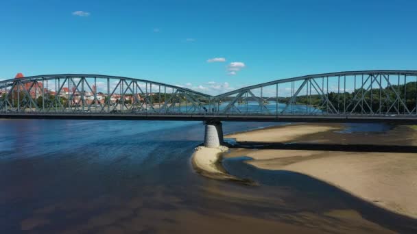 Vistule Pont Torun Wisla Most Pilsudskego Vue Aérienne Pologne Images — Video