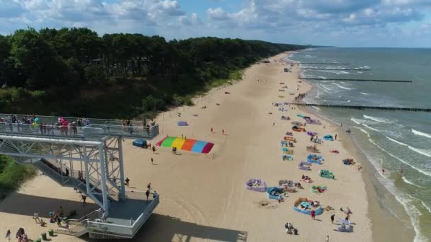 Playa Mar Báltico Trzesacz Plaza Morze Baltyckie Vista Aérea Polonia — Vídeos de Stock