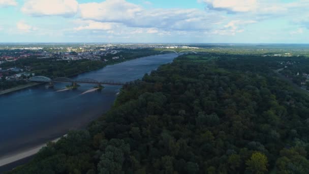 Hermosa Panorámica Del Río Vístula Torun Krajobraz Wisla Vista Aérea — Vídeos de Stock
