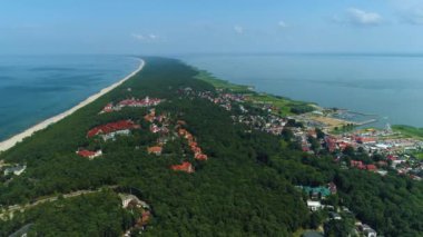 Güzel manzara Krynica Morska Piekny Krajobraz Hava Manzarası Polonya. Yüksek kalite 4k görüntü