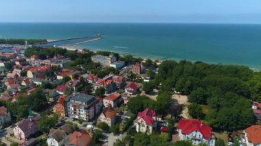 Güzel manzara Ustka Piekny Krajobraz Hava Görüntüsü Polonya. Yüksek kalite 4k görüntü