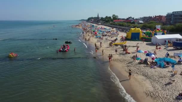 Spiaggia Mar Baltico Sarbinowo Plaza Morze Baltyckie Vista Aerea Polonia — Video Stock