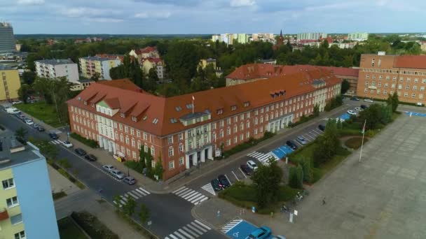 Council Pila Urzad Miasta Plac Staszica Aerial View Poland Vysoce — Stock video