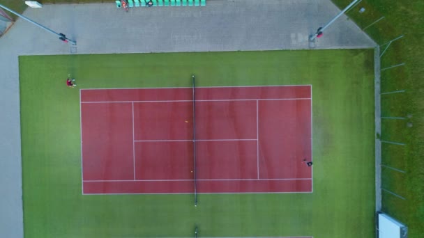 Tennis Courts Lomza Korty Tenisowe Aerial View Poland High Quality — Stock Video