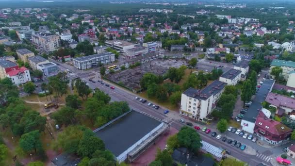 Independence Square Construction Otwock Plac Niepodleglosci Aerial View Poland High — Stock Video