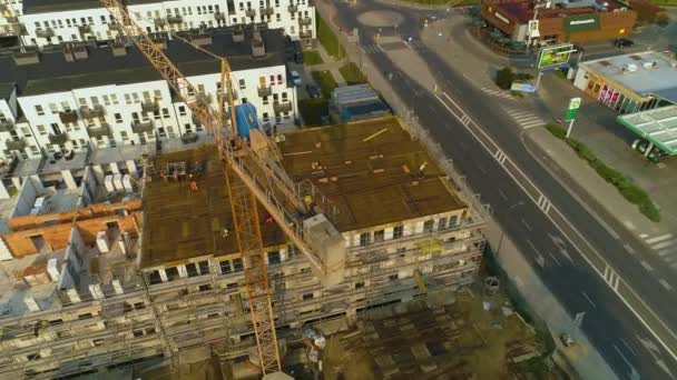 Construction Building Stargard Budowa Budynku Aerial View Poland Vysoce Kvalitní — Stock video