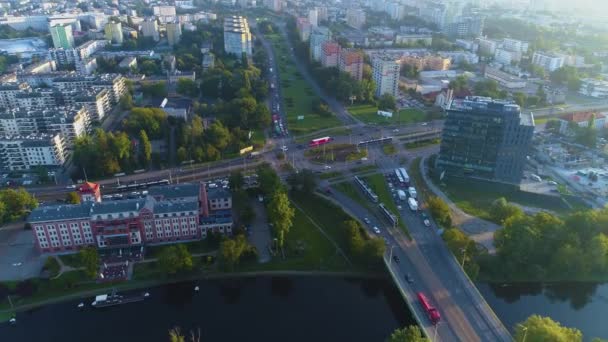 2014 Rondo Fordonskie Crossroads Bydgoszcz Aerial View Poland 고품질 — 비디오