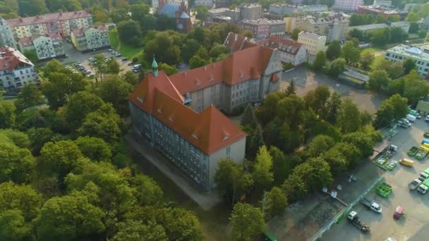 School Complex Stargard Zespol Szkol Mieszka Aerial View Polen Hoge — Stockvideo