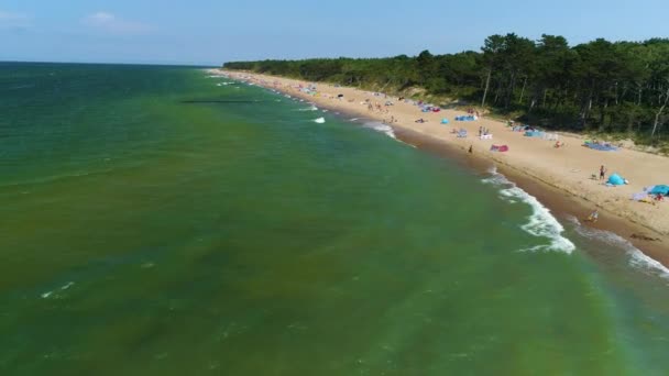 Пляж Балтійського Моря Wicie Plaza Morze Baltyckie Aerial View Poland — стокове відео