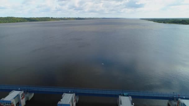 Vistula Wloclawek Zapora Wisla Krajobraz Aerial View Poland大坝河高质量的4K镜头 — 图库视频影像
