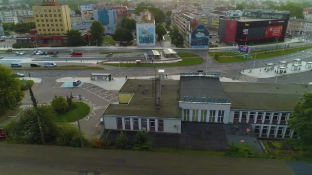 Σιδηροδρομικός Σταθμός Koszalin Dworzec Kolejowy Aerial View Πολωνία Υψηλής Ποιότητας — Αρχείο Βίντεο