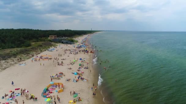 Strand Östersjön Lazy Plaza Morze Baltyckie Flygfoto Polen Högkvalitativ Film — Stockvideo
