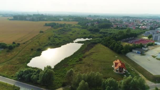 Schöne Landschaft Teich Puck Piekny Krajobraz Luftaufnahme Polen Hochwertiges Filmmaterial — Stockvideo