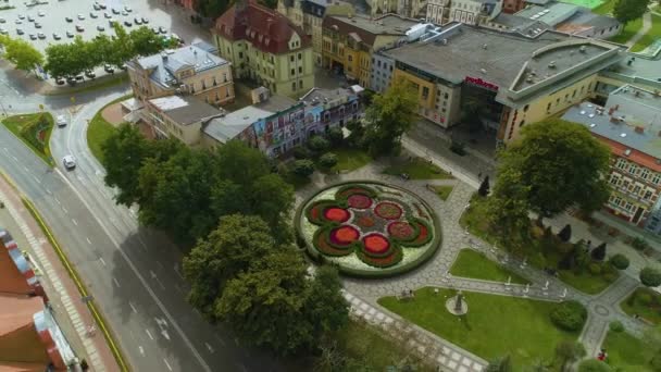 Square Skwer Pierwszych Slupszczan Slupsk Aerial View Poland High Quality — Stock Video