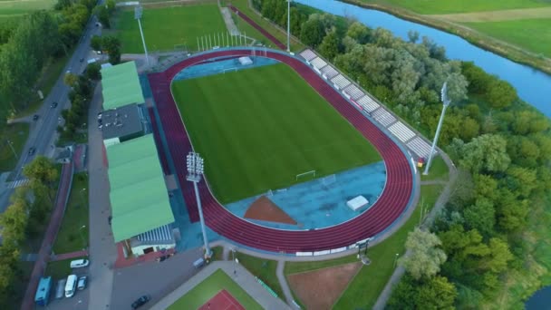 Lks Stadyumu Lomza Stadyumu Hava Görüntüsü Polonya Yüksek Kalite Görüntü — Stok video