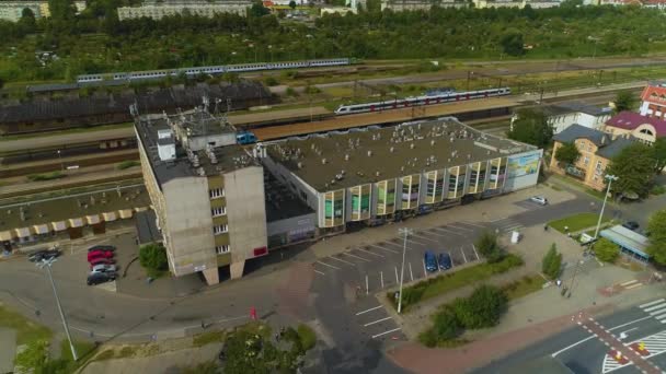 Vlakové Nádraží Slupsk Dworzec Kolejowy Pkp Aerial View Polsko Vysoce — Stock video