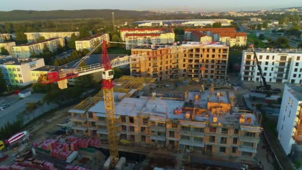 高層ビルの建設ルミア ブドワWiezowca空撮ポーランド 高品質4K映像 — ストック動画