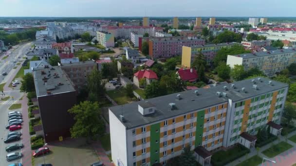Schöne Panorama Häuser Estate Ostroleka Krajobraz Domy Luftaufnahme Polen Hochwertiges — Stockvideo