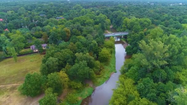 Prachtige Rivier Rzeka Sbredere Otwock Luchtfoto View Polen Hoge Kwaliteit — Stockvideo