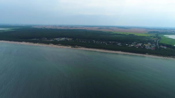 Panorama Beach Baltic Sea Lazy Plaza Morze Baltyckie Luftaufnahme Polen — Stockvideo