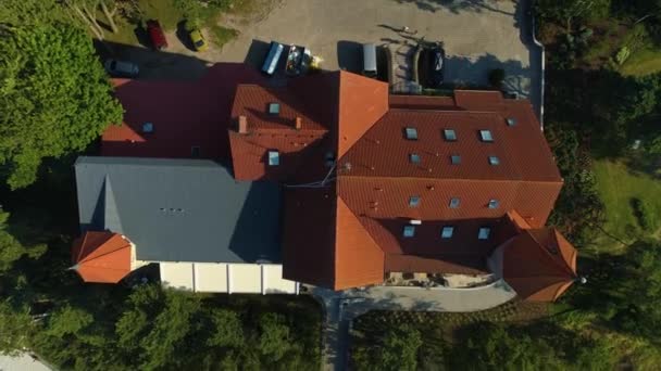 Castle Hotel Leba Zamek Hotel Aerial View Polen Hochwertiges Filmmaterial — Stockvideo
