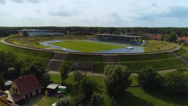 Mosir Stadion Pila Stadion Aerial View Lengyelország Kiváló Minőségű Felvételek — Stock videók