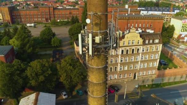Chimney Tower Stargard Wieza Komin Aerial View Poland Vysoce Kvalitní — Stock video