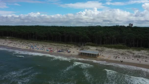 Пляж Балтийского Моря Mrzezyno Plaza Morze Baltyckie Aerial View Poland — стоковое видео