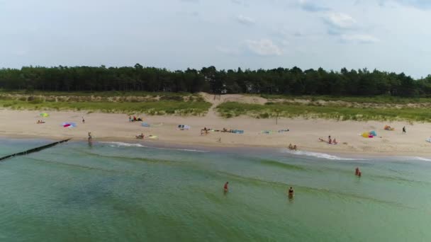 Strand Baltic Sea Dabkowice Plaza Morze Baltyckie Flygfoto Polen Högkvalitativ — Stockvideo