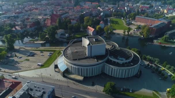 Opera Nova River Brda Bydgoszcz Rzeka空撮ポーランド 高品質4K映像 — ストック動画