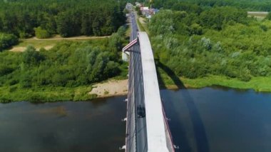 Madalinskiego Köprüsü Narew Nehri Ostroleka En Rzeka Hava Görüntüsü Polonya. Yüksek kalite 4k görüntü